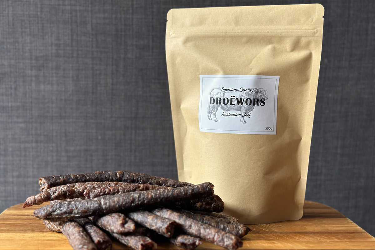 Traditional South African Droewors Drywors available in Australia from Cinnamon & Cinder